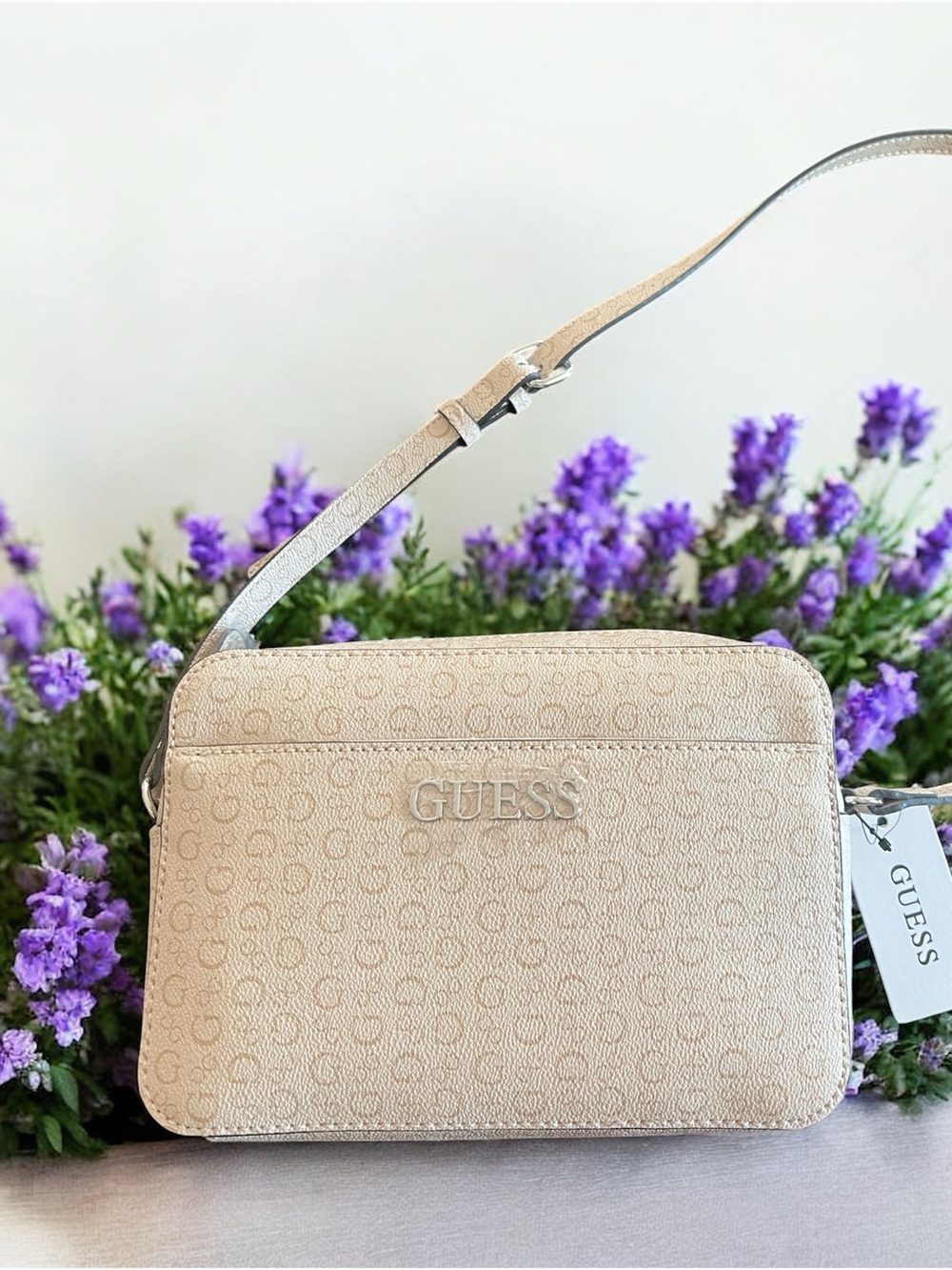 Guess Beige Signature Crossbody Bag